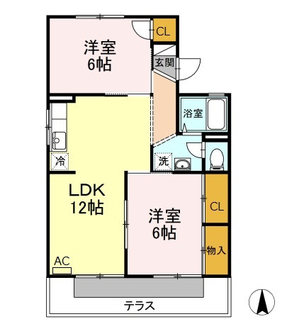 岡山市中区下のアパートの間取り