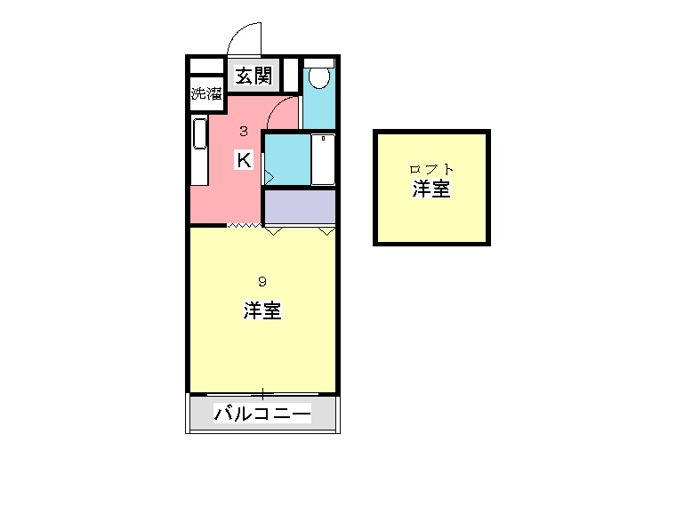 高知市日の出町のアパートの間取り