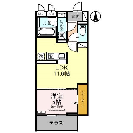 【越谷市新越谷のアパートの間取り】