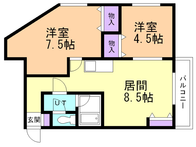 函館市深堀町のマンションの間取り