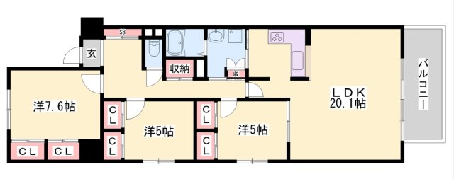 姫路市東雲町のマンションの間取り