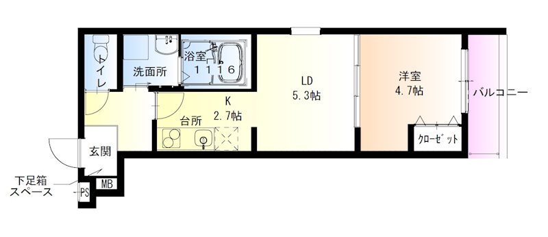 西宮市川西町のアパートの間取り