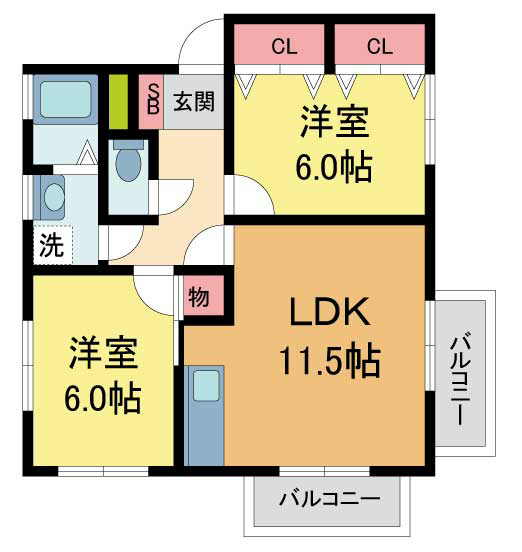 宝塚市高松町のアパートの間取り