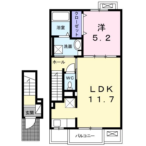 可児市今渡のアパートの間取り