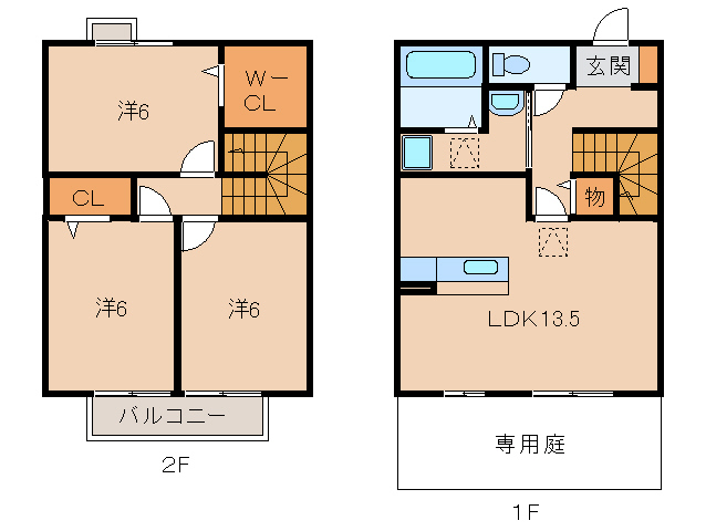 ローズコート名草 A棟の間取り