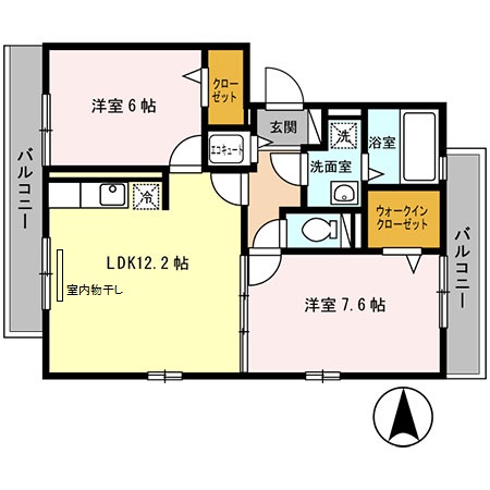 神戸市東灘区魚崎西町のアパートの間取り