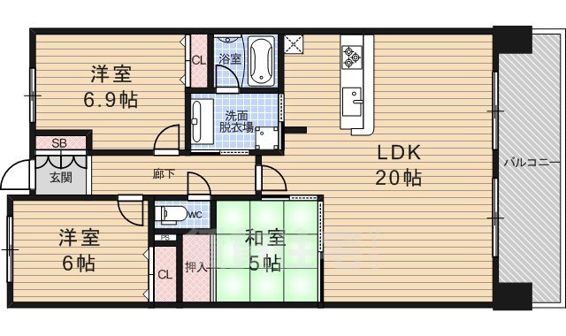 京都市北区紫野北舟岡町のマンションの間取り