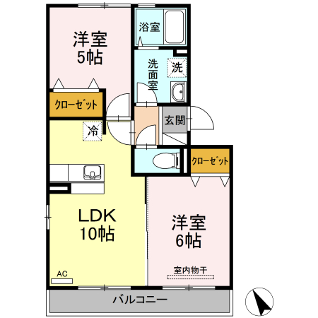 広島市西区東観音町のアパートの間取り