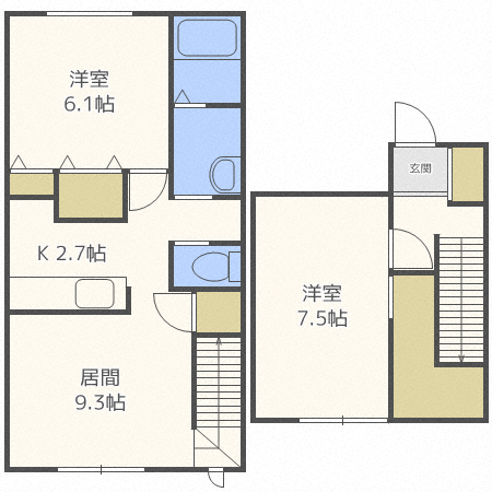 札幌市西区西町北のアパートの間取り