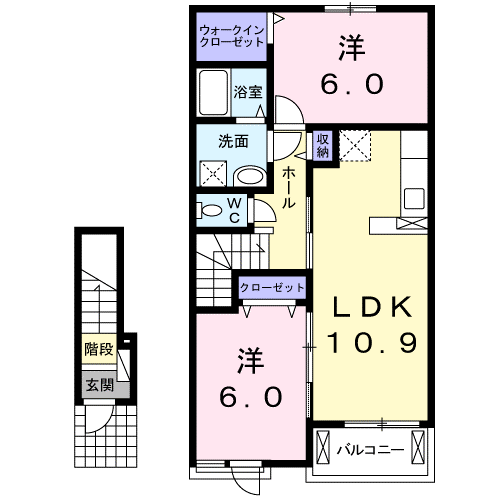 小松島市小松島町のアパートの間取り