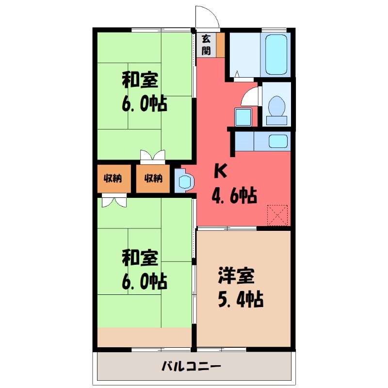 栃木市大平町西水代のアパートの間取り