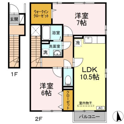 広島市佐伯区五日市町大字美鈴園のアパートの間取り