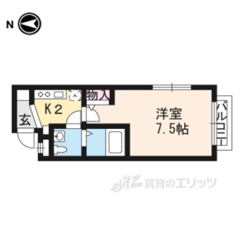 京都市山科区安朱中溝町のマンションの間取り