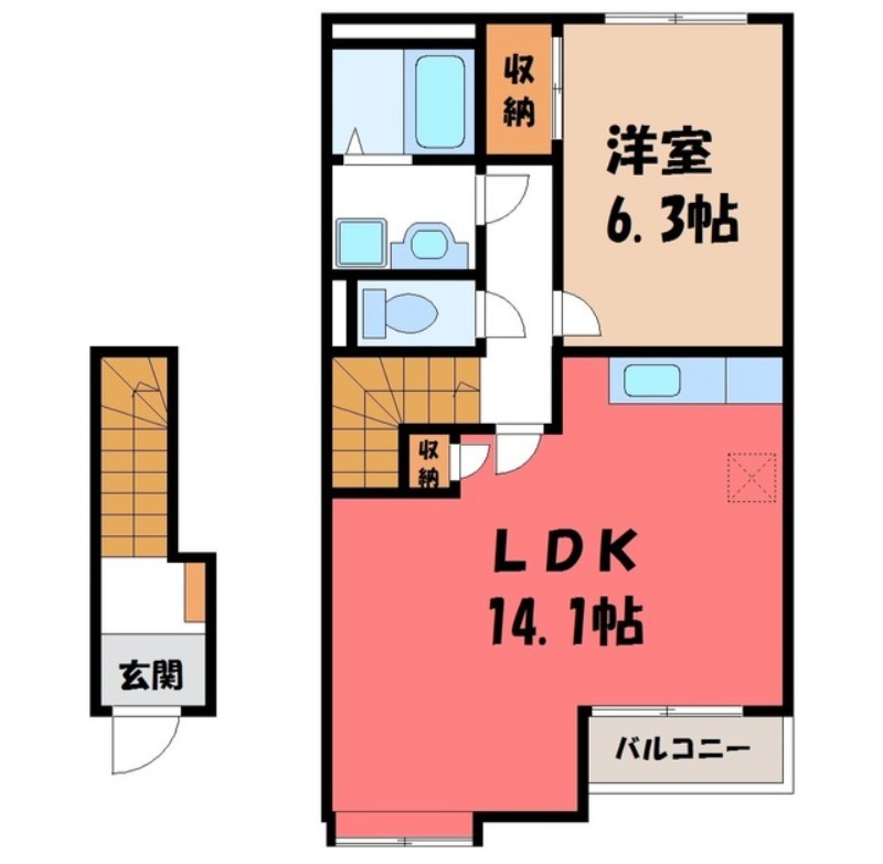 【栃木市平井町のアパートの間取り】