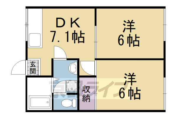 ＪＲ奈良線 長池駅 徒歩9分 2階建 築39年の間取り写真