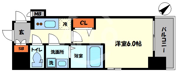 地下鉄御堂筋線 大国町駅 徒歩8分 14階建 築4年の間取り写真
