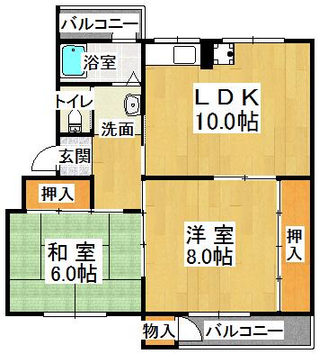 ＪＲ東海道本線 六甲道駅 バス乗車時間：21分 最寄りバス停で下車 徒歩4分 5階建 築59年の間取り写真