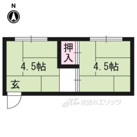 京都市左京区松ケ崎東町のアパートの間取り