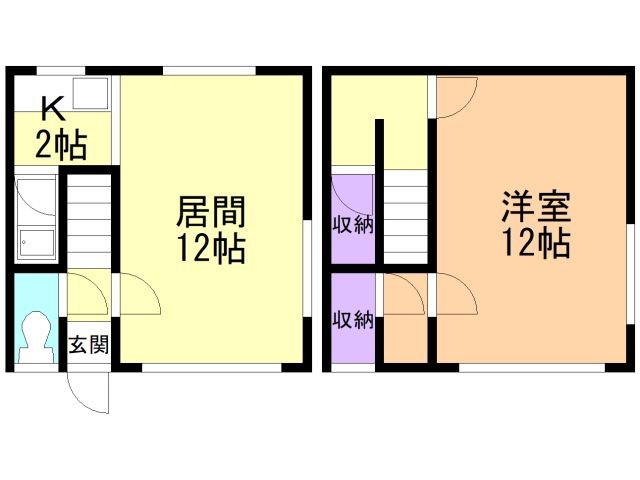 【函館市大町のアパートの間取り】