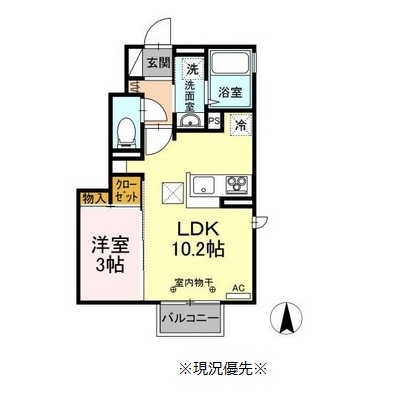 千曲市大字粟佐のアパートの間取り