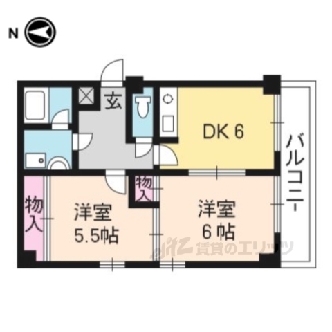 京都市左京区岡崎西天王町のマンションの間取り