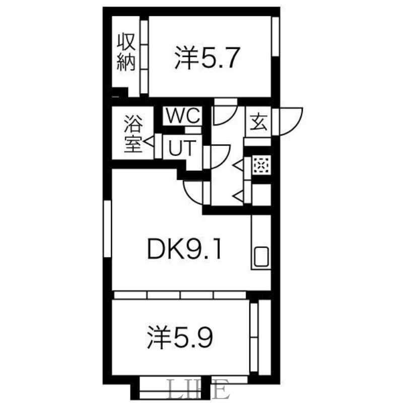 札幌市厚別区厚別中央五条のマンションの間取り