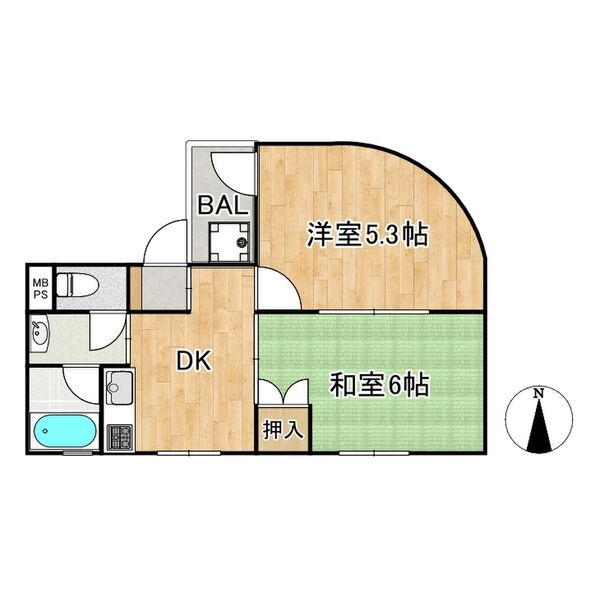 【豊中市庄内栄町のマンションの間取り】