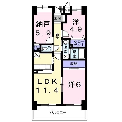 【泉佐野市鶴原のマンションの間取り】