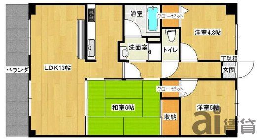 鶴ヶ島市大字上広谷のマンションの間取り