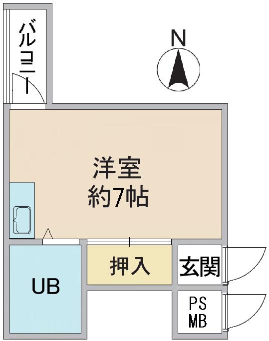 京都市左京区岩倉中大鷺町のマンションの間取り