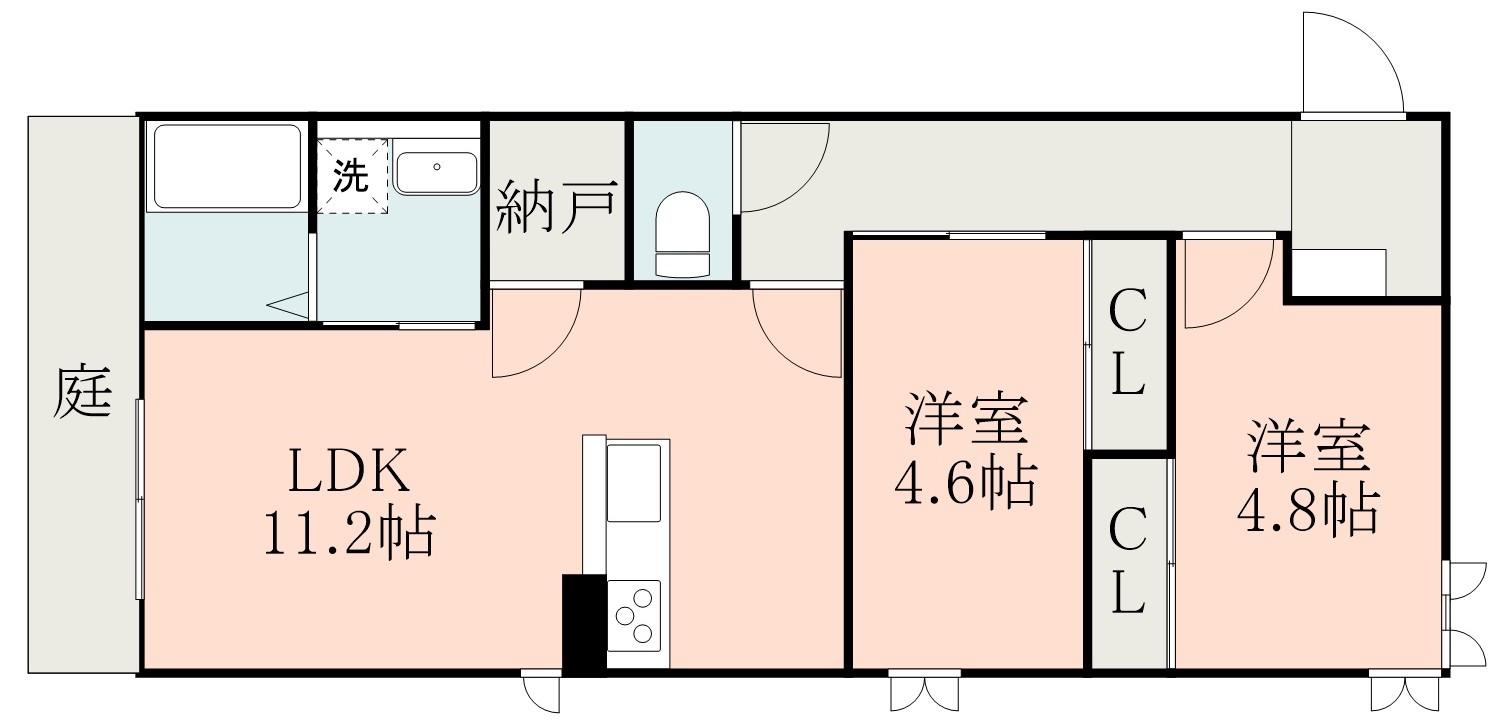 霧島市国分中央のアパートの間取り