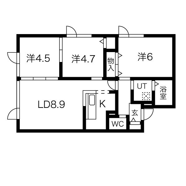 札幌市北区屯田十条のアパートの間取り