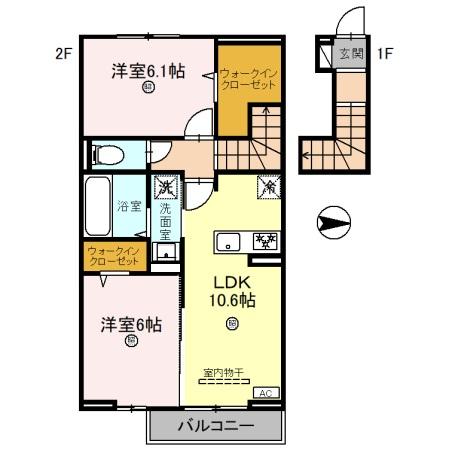 奈良市東九条町のアパートの間取り