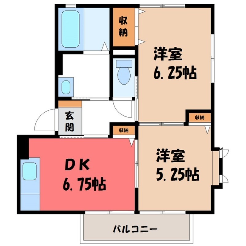 古河市東のアパートの間取り