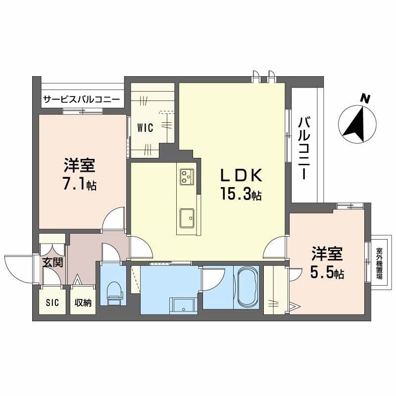 堺市西区鳳北町のマンションの間取り