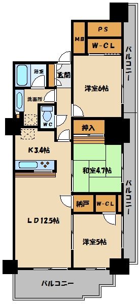 練馬区石神井町のマンションの間取り