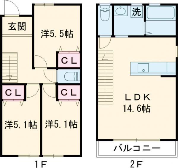 【パーチェ六供Ｅ棟の間取り】