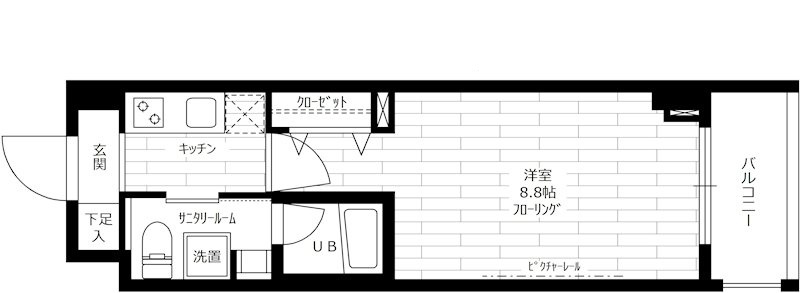 新宿区改代町のマンションの間取り