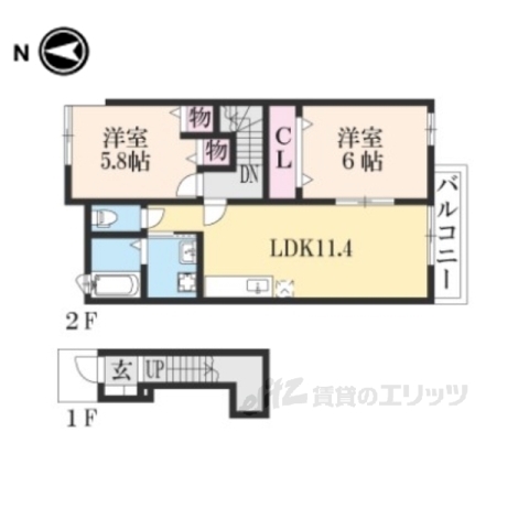 プラシード野中Ａの間取り