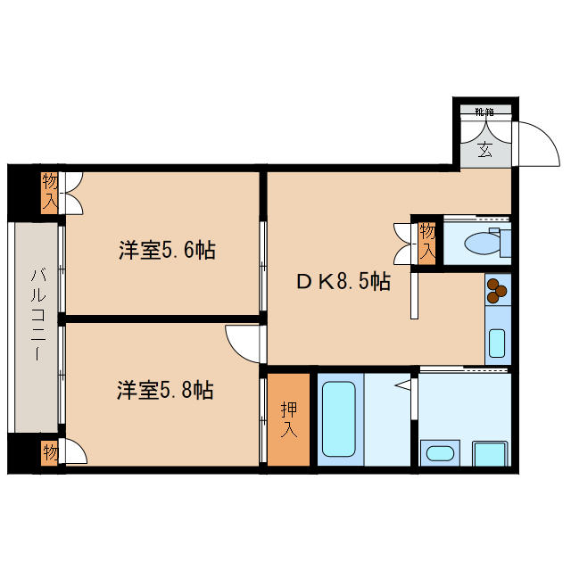 高山市花里町のマンションの間取り