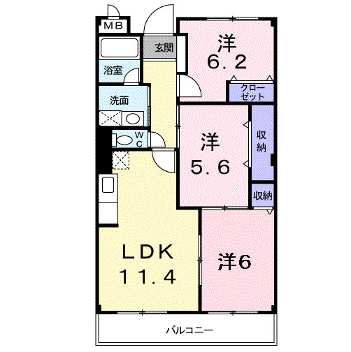 小田原市東町のマンションの間取り