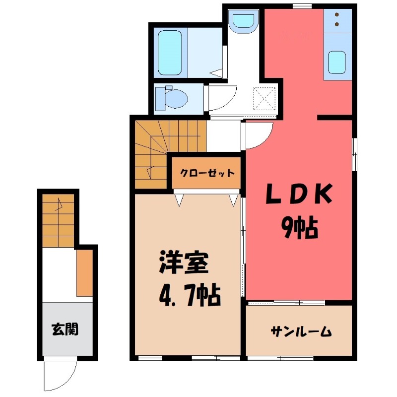 太田市飯塚町のアパートの間取り