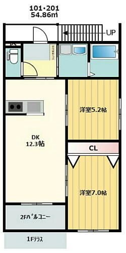 小平市学園西町のアパートの間取り