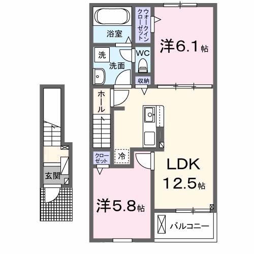 ＪＲ鹿児島本線 水巻駅 徒歩15分 2階建 築3年の間取り写真