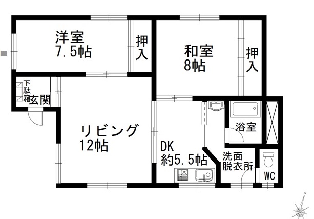 北海道函館市釜谷町３２番地　釜谷町メイプルの間取り