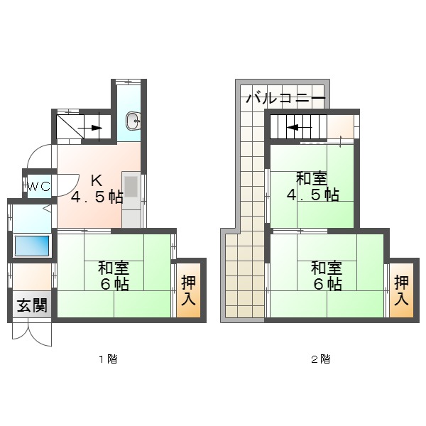 横小路町1-4-12貸家の間取り