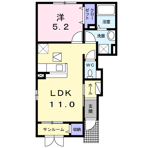 松江市坂本町のアパートの間取り