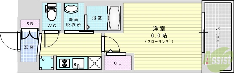 大阪市西淀川区大和田のマンションの間取り