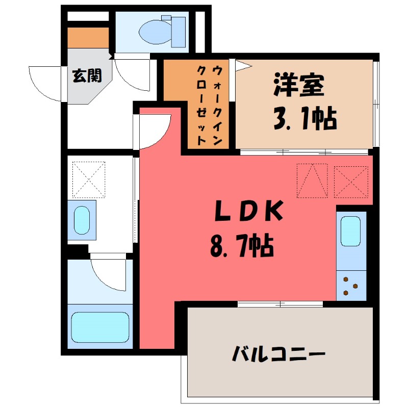 小山市駅東通りのアパートの間取り