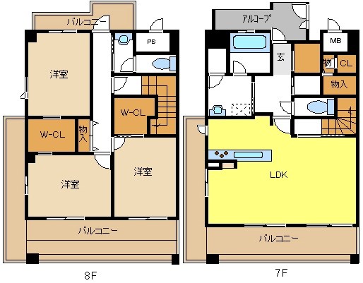 名古屋市瑞穂区八勝通のマンションの間取り